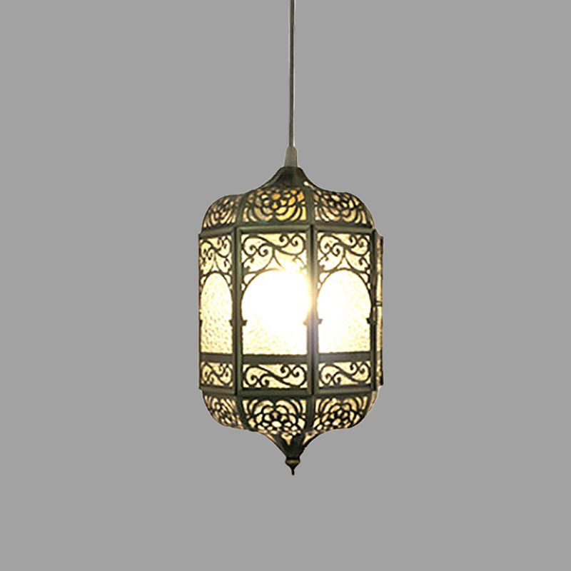 Antiqued Barrel Pendant Lighting 1 Bulb Metallic Hanging Ceiling Light in Brass for Corridor