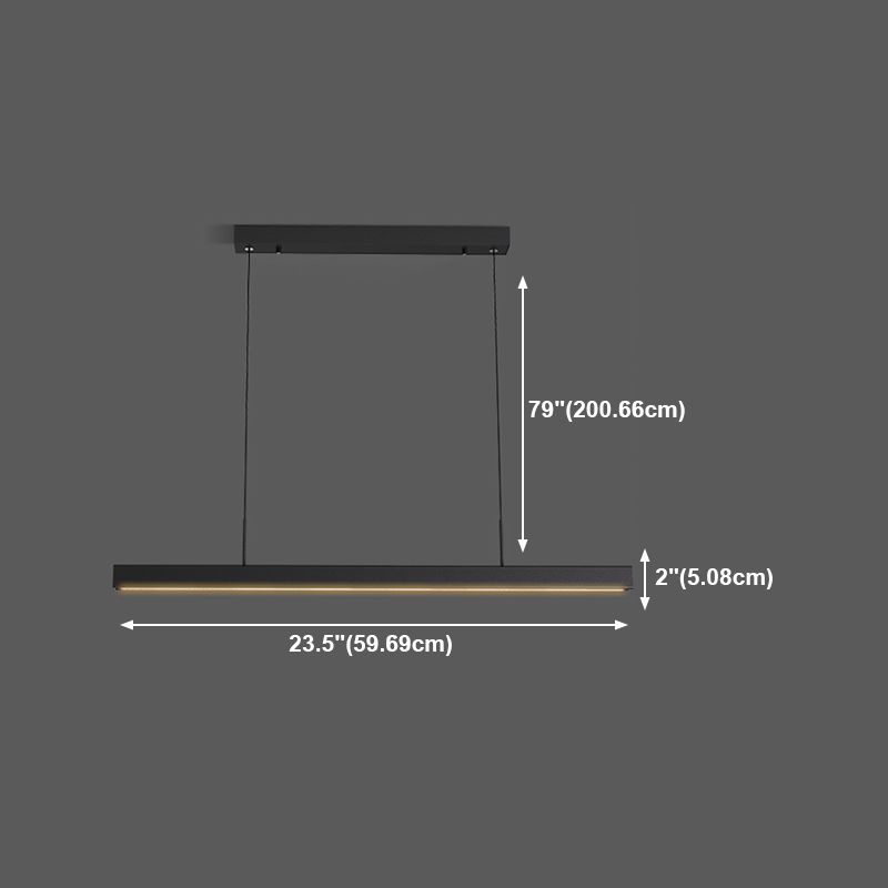 Black Metal Island Lights Modern Linear Restaurant LED Suspension Lamps with Acrylic Shade
