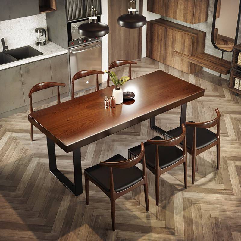 Industrial Solid Wood Furniture 1/4/5/7 Pcs Standard Height Dining Room Table Set