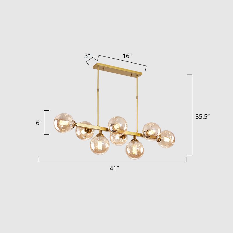 Ball Hand-Blown Dimpled Glass Island Lamp Postmodern Pendant Lighting for Restaurant