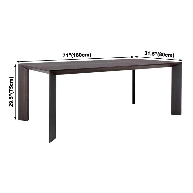 Mesa rectangular de madera maciza de pino, mesa de comedor moderna de color marrón oscuro con 4 patas para restaurante