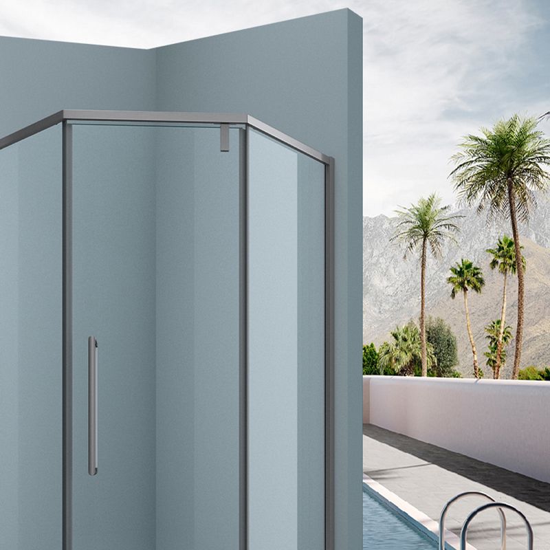 304 Stainless Steel Frame Shower Enclosure Neo-Angle Tempered Glass Shower Stall