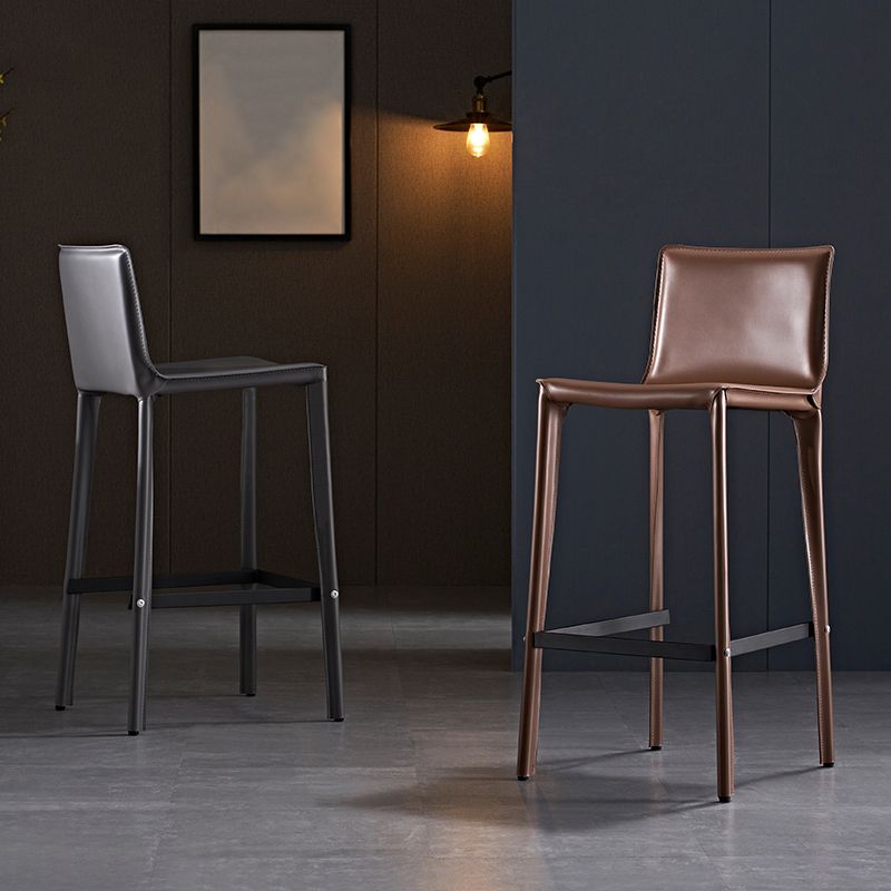 Industrial 39" Height Backrest Counter Stool with Leather Cushion