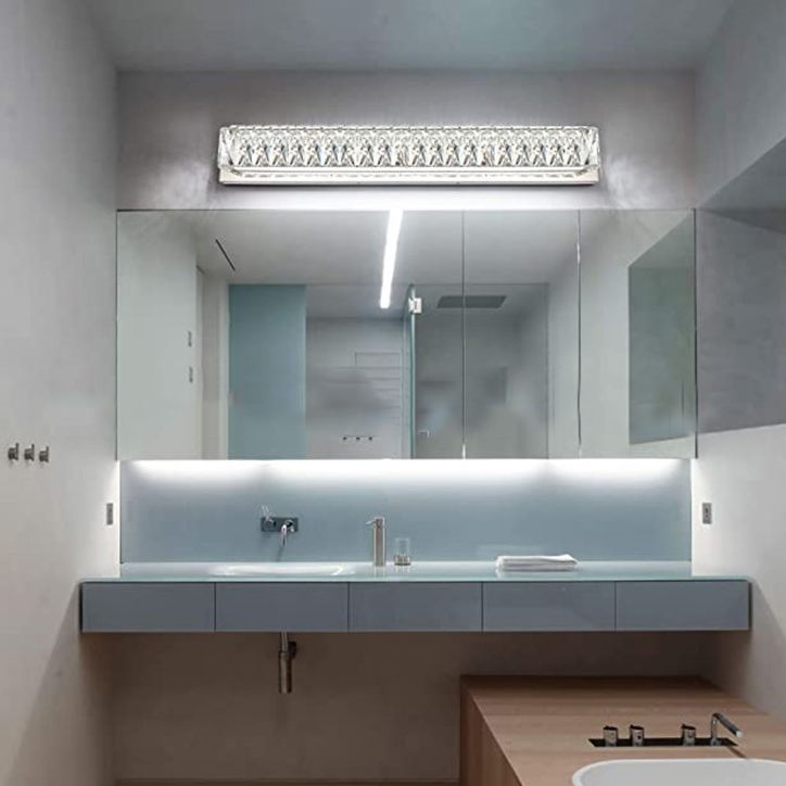 Single Chrome Modern Style Bathroom Vanity Light LED Crystal Bath Bar