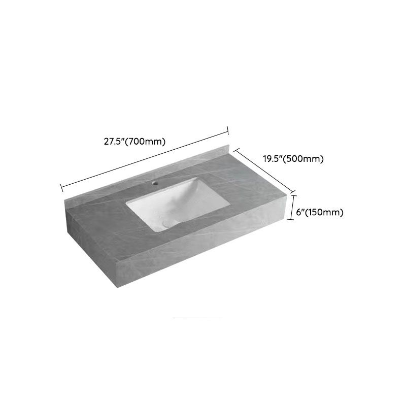 Contemporary Bathroom Sink with Pop-Up Drain Grey Rectangular Wall Mount Bathroom Sink