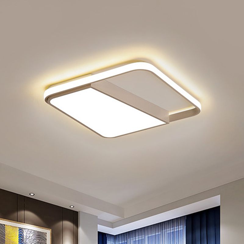 Lampada da soffitto a scatola con cornice luminosa laterale Moderna in acrilico bianco LED da incasso in luce calda/bianca/Dimmerazione continua con telecomando, 16,5"/19,5"/23,5" W