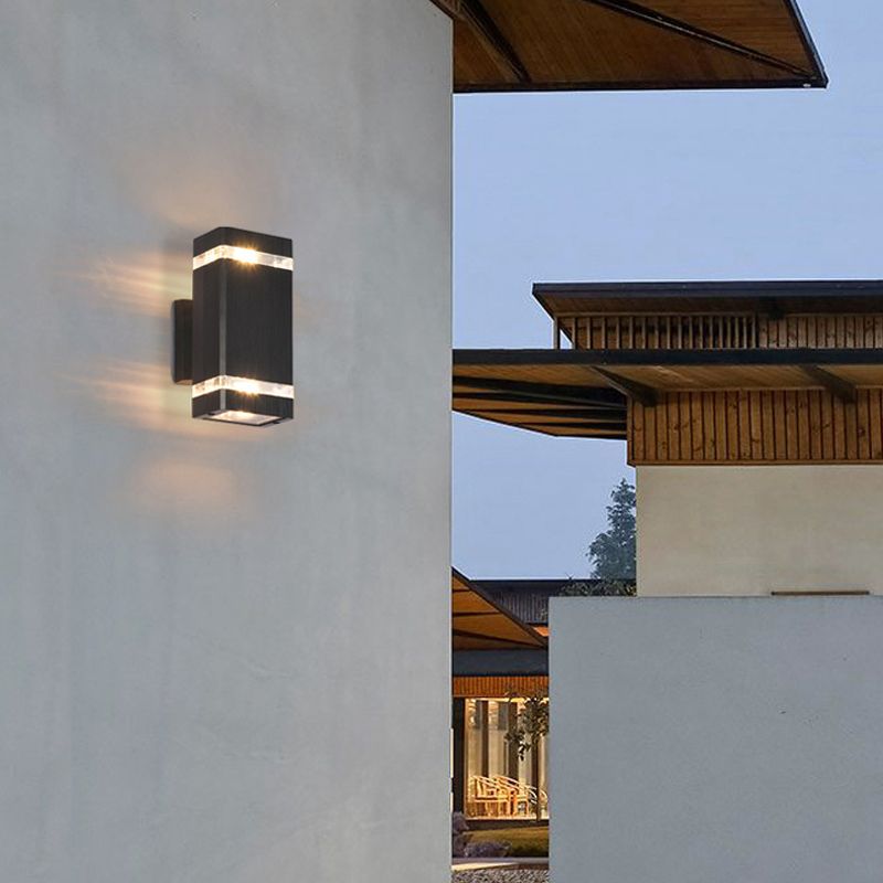 1 Light Rectangle Wall Mount Light Simplicity Plastic Wall Lamp in Black