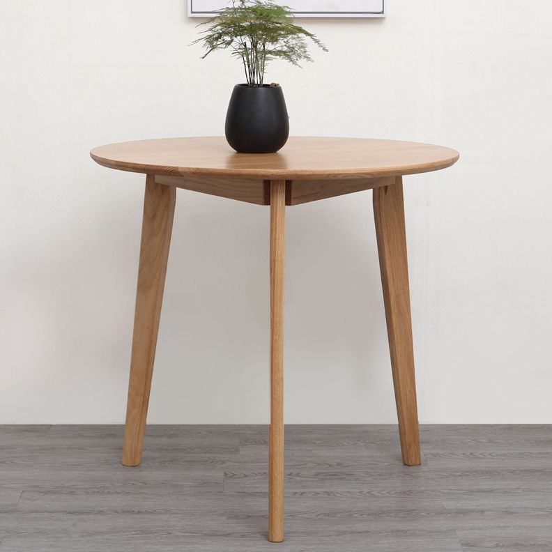 Table à manger ronde contemporaine en bois massif en bois massif avec 4 jambes pour salle à manger