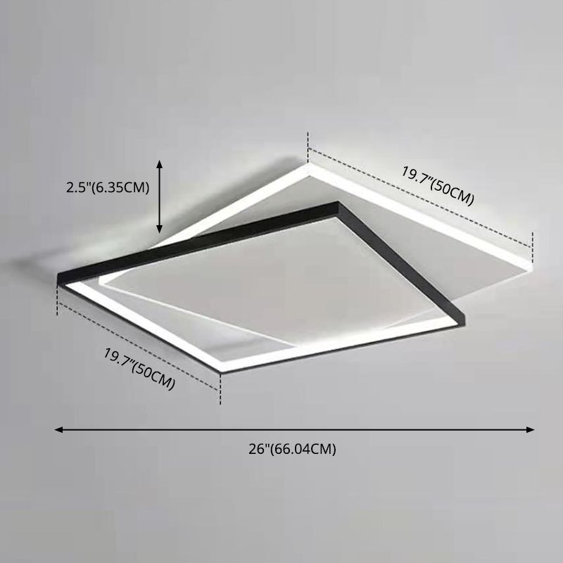 Acryl Double Squares Flush Mount Lighting Moderne Schwarz-Weiß LED Deckenbündige Mount Light
