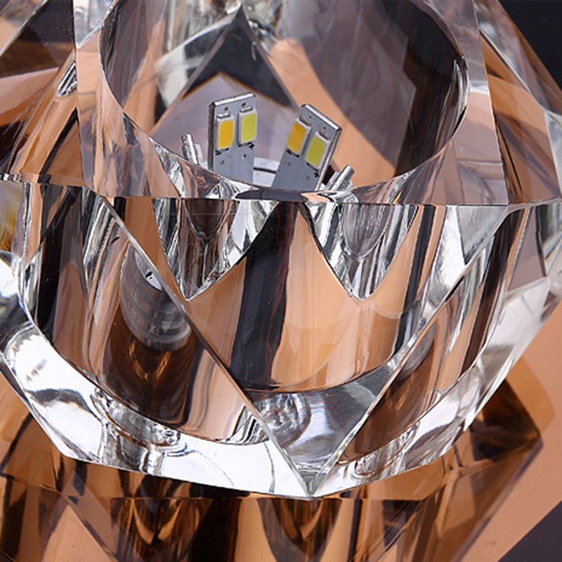 Crystal Gem Shaped Flush Ceiling Light Simple LED Black Flushmount for Passageway