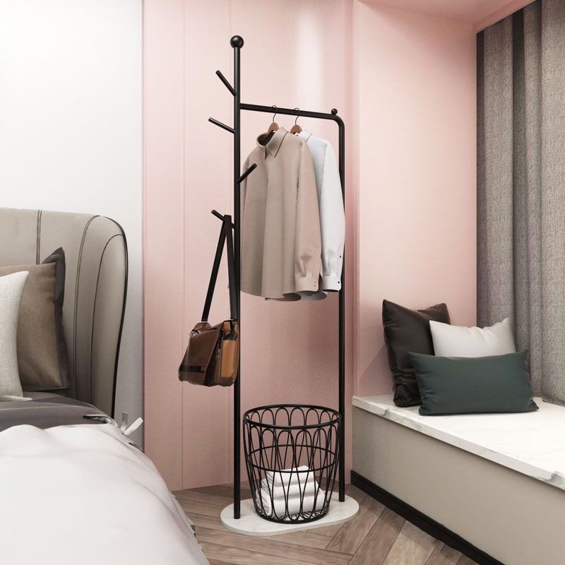 Gorgeous Metal Coat Rack Basket Storage Coat Rack with Coat Hooks