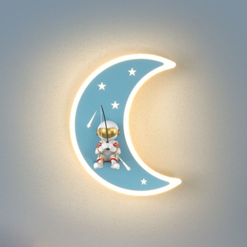 Modern Style Moon Shape Wall Sconce Metal 1 Light Sconce Lighting for Living Room