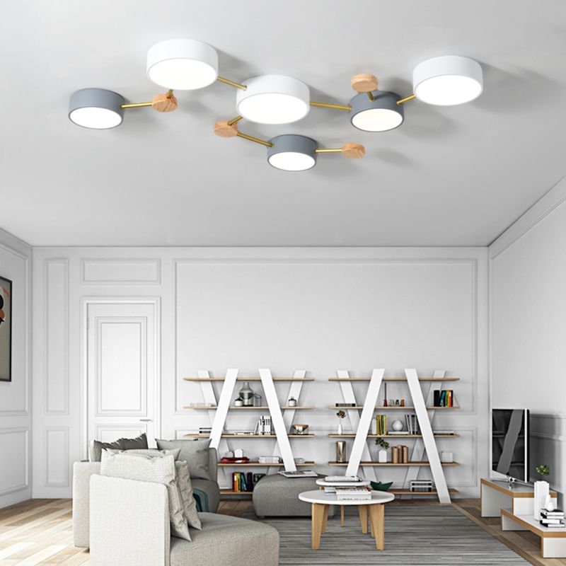 New Modern Sputnik Flush Mount Ceiling Light Metal Bedroom Flush Light in Grey