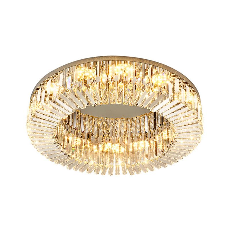 Household Ceiling Lamp Minimalist Flush Mount Light Fixture with Crystal Shade for Bedroom