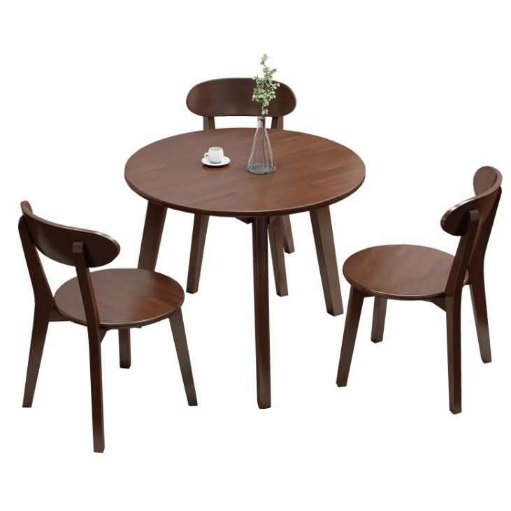Contemporary Solid Wood Round Dining Table Kitchen Standard Dining Table with 4 Legs Base