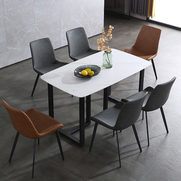 Contemporary Metal Dining Room Chairs Leather Dining Armless Chairs for Indoor Use