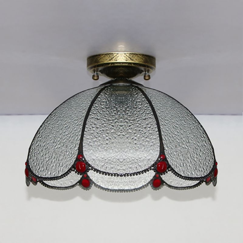 Vintage Cancillera Vidruces de luz 1 Luz de montaje Flush en blanco/beige/azul/transparente/azul y transparente para la sala de estar