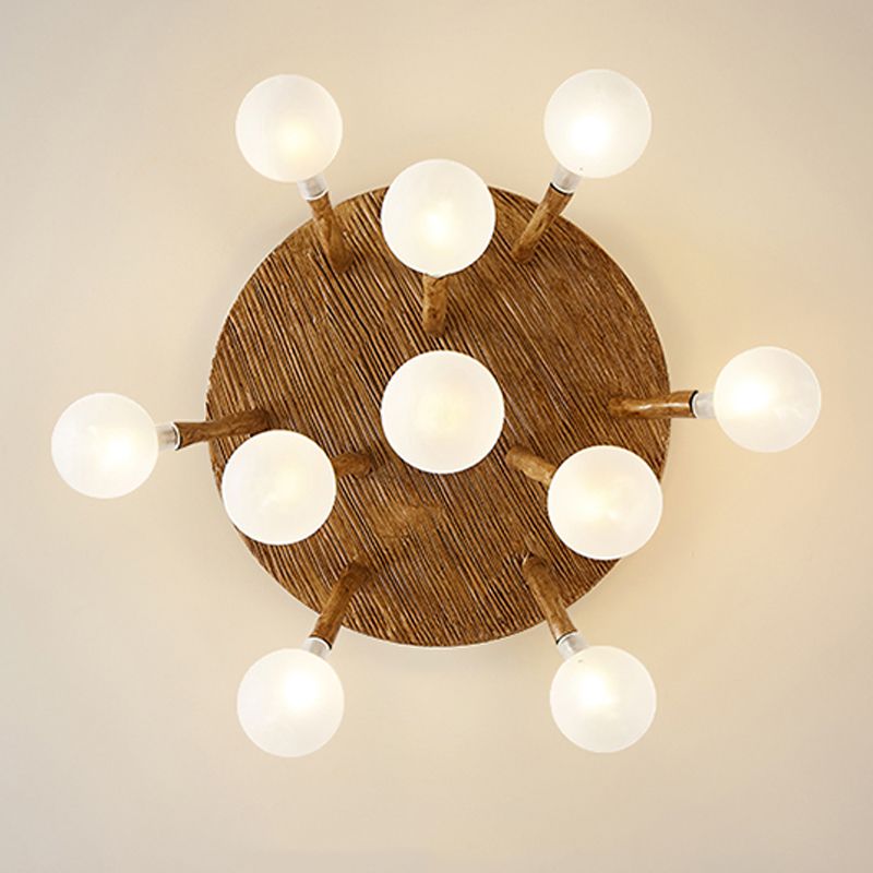 Luminaire encastré contemporain à bulles en bois, plafonnier encastré en marron
