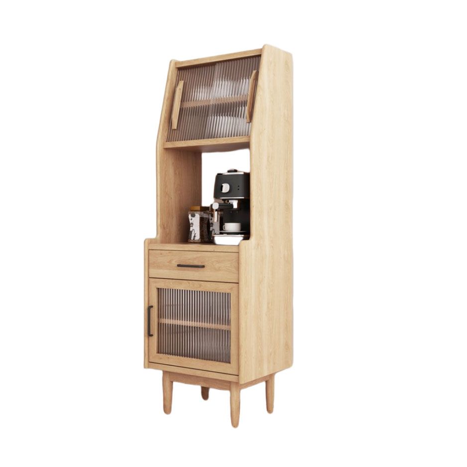 Ultra Modern Pine Dining Hutch Glass Doors Storage Cabinet for Dining Room