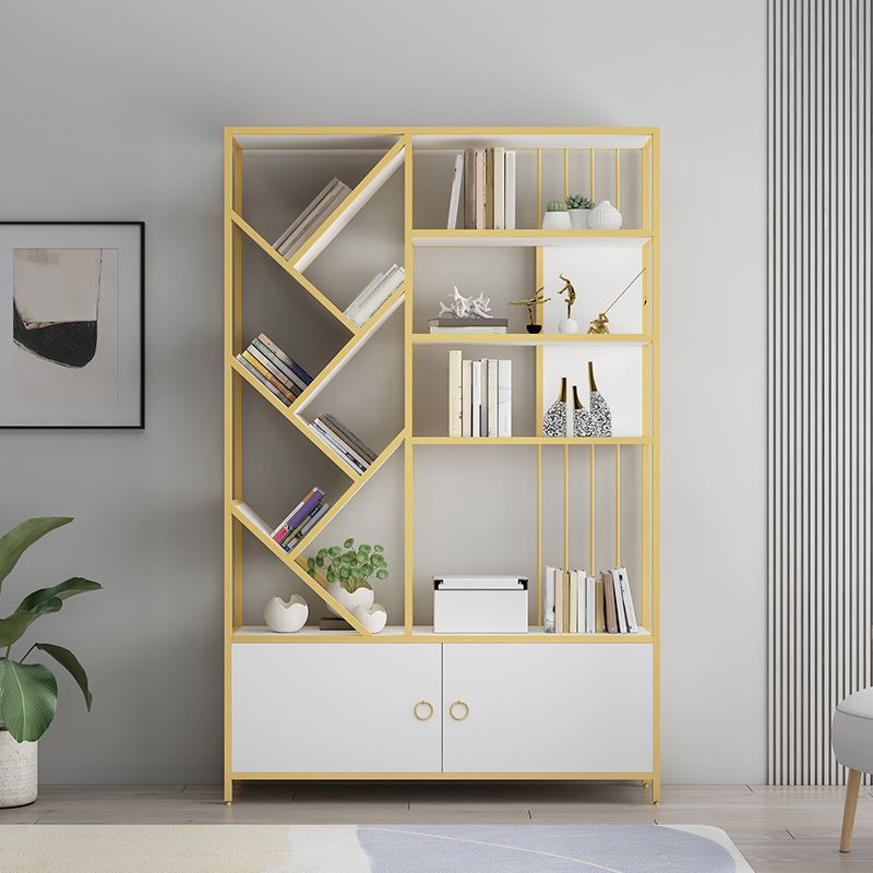 Scandinavian Open Back Bookshelf Metal Bookcase with Cabinet