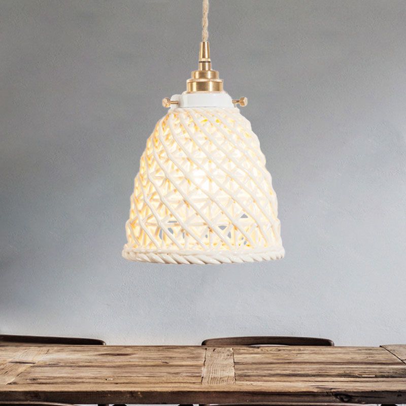 Contemporary Ceiling Pendant Light Dome Basket One Bulb Ceramics Hanging Light for Gallery