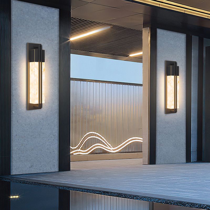 Contemporary Wall Sconce Rectangular Outdoor Wall Light Fixture with Metal