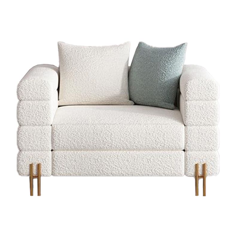 Modern White Wool Sofa with Tuxedo Arm and Tight Back for Apartment