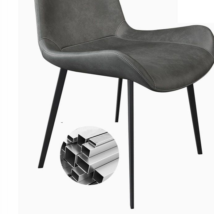 Silla auxiliar de cuero moderna para hotel, silla de comedor con respaldo sólido y acabado mate (juego de 2)