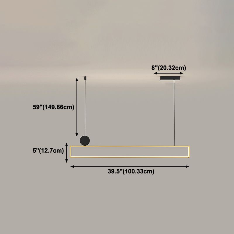 Rechteck Form Island Lichter moderne Metallinselbeleuchtung in Gold