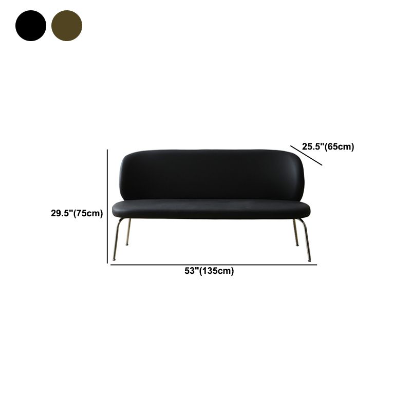 Faux Leather Modern Settee 2-seat Armless Seating in Black/Green