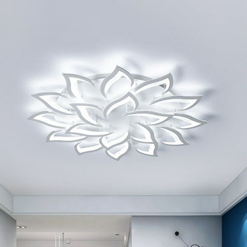 Blossom Acrylic Flush Mount Light Contemporary White LED Semi Flush Ceiling Light for Living Room