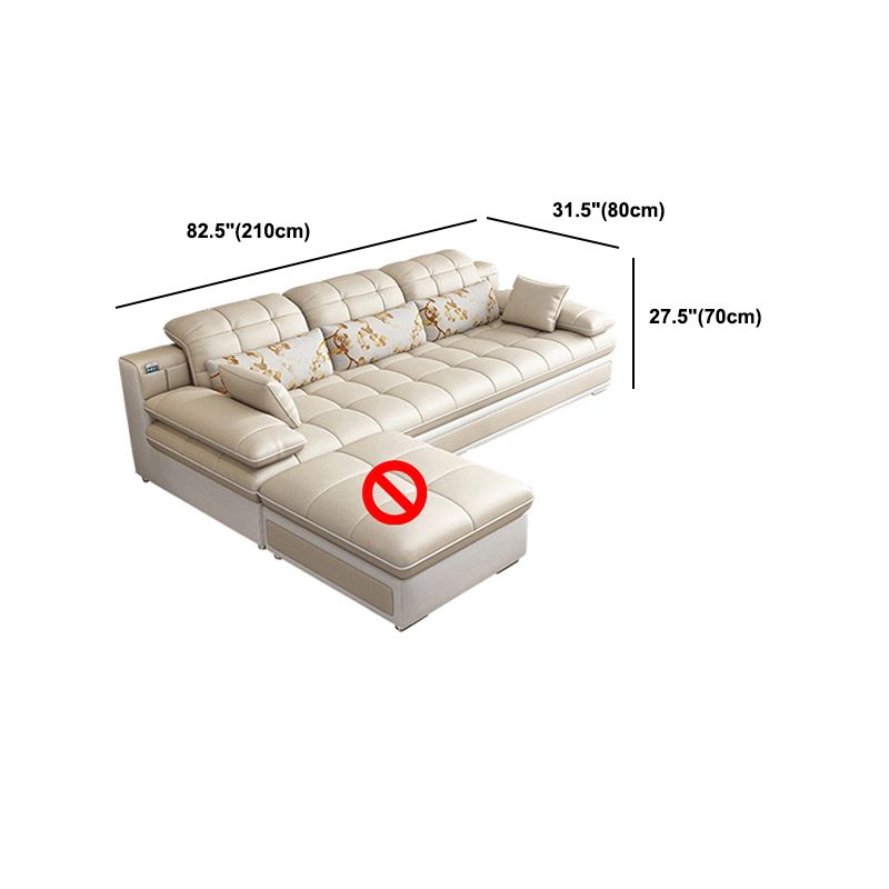 Contemporary Faux Leather Sofa & Chaise Biscuit Back Pillow Top Sofa