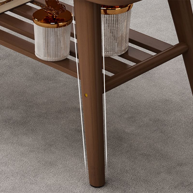 Nordic Style Rectangular Solid Wood 4 Legs Base with Storage Rack Coffee Table