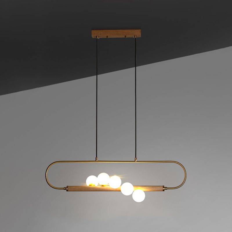 Luces colgantes de isla esférica de iluminación colgante moderna con sombra de vidrio blanco