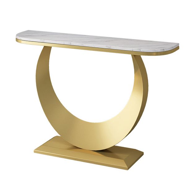 Stone Half Moon Accent Table 1-shelf 31.5" Tall Console Table