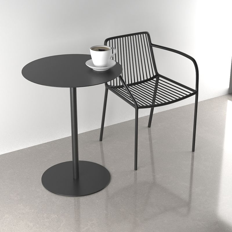 Mid-Century Metal Round Top Side Table Solid Color Pedestal End Table