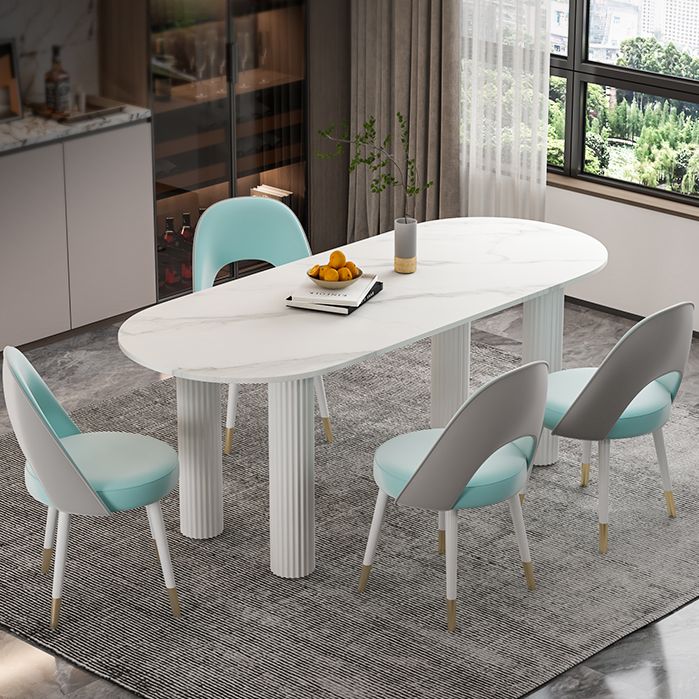 Solid Wood Legs Contemporary Free Form Dining Table Sintered Stone Dining Table for Kitchen