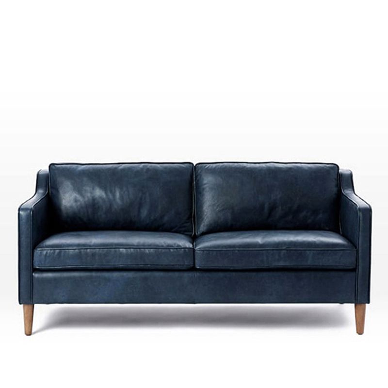 Industrial Faux Leather Loose Back Sofa with Solid Color Sloped Arms