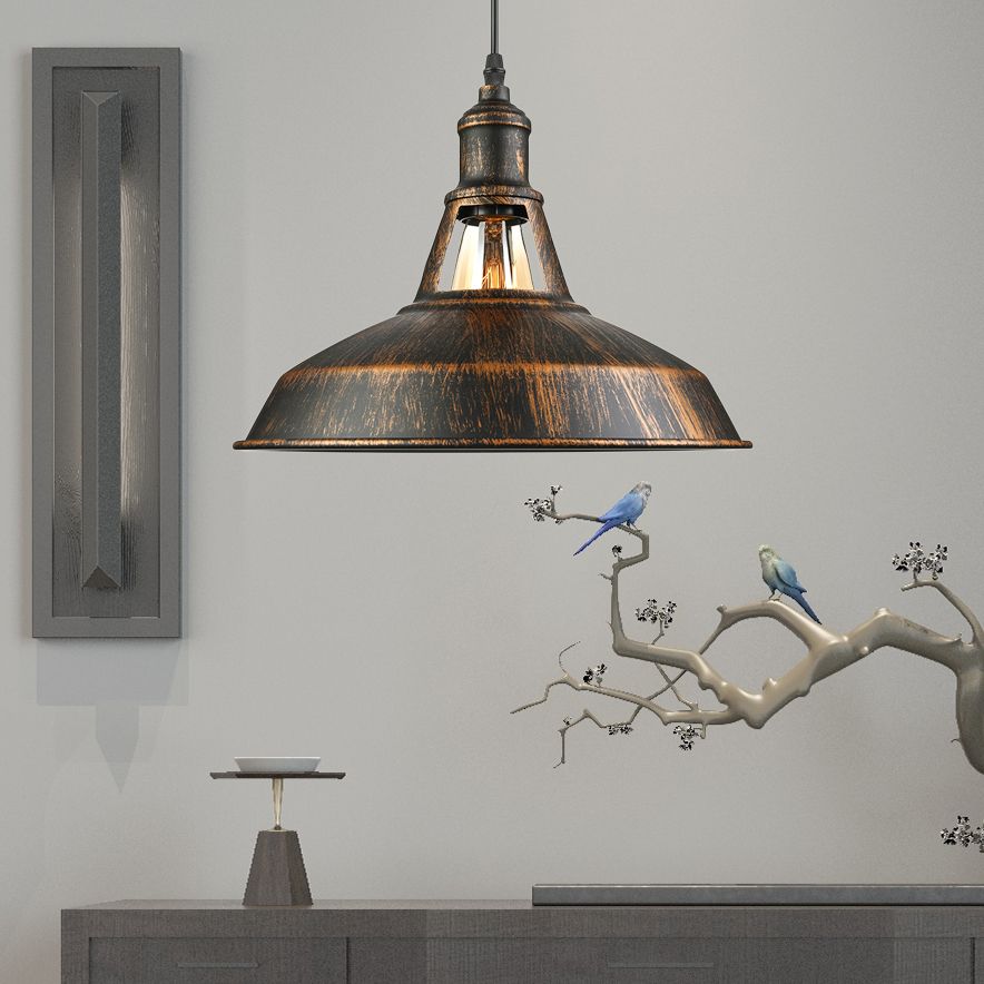 Iluminación colgante de granero envejecida de estilo antiguo 1 Luz de techo de comedor ligero, 10.5 "/12"/15 "de diámetro