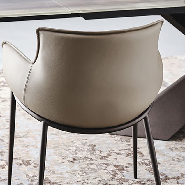 Industrial Arm Chair Metal Solid Back Dining Room Chair for Dining Room