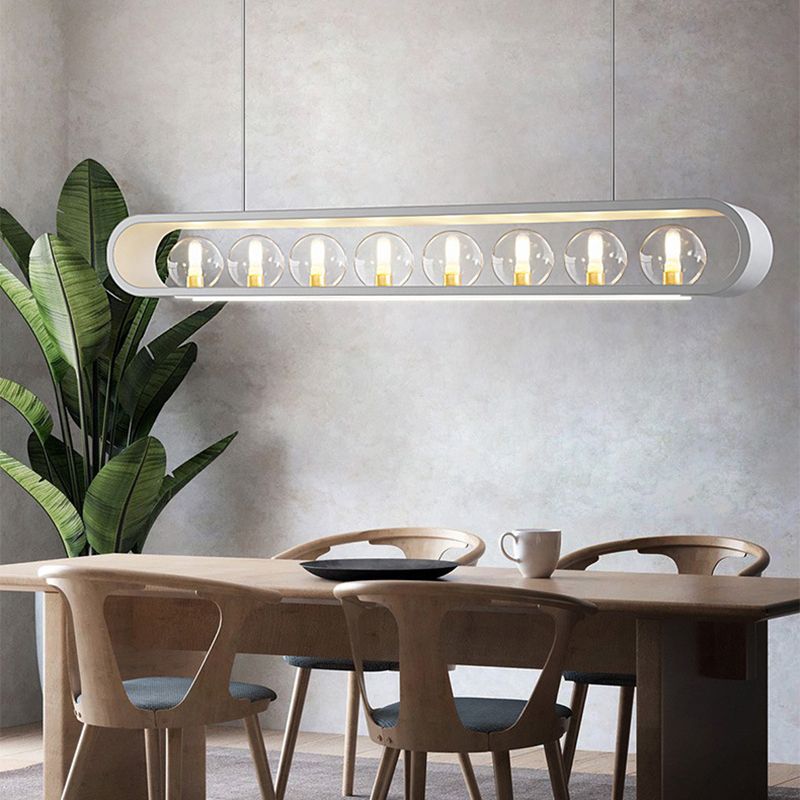 Minimalismo Isla Ligera Ligera de vidrio transparente accesorios de iluminación para comedor