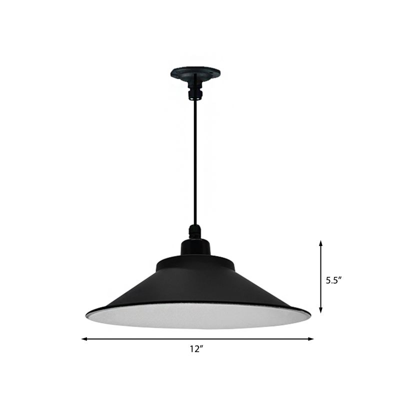 12 "/14" Dia 1 Apco di testa con la testa con a cono in metallo industriale a sospensione per interno in nero