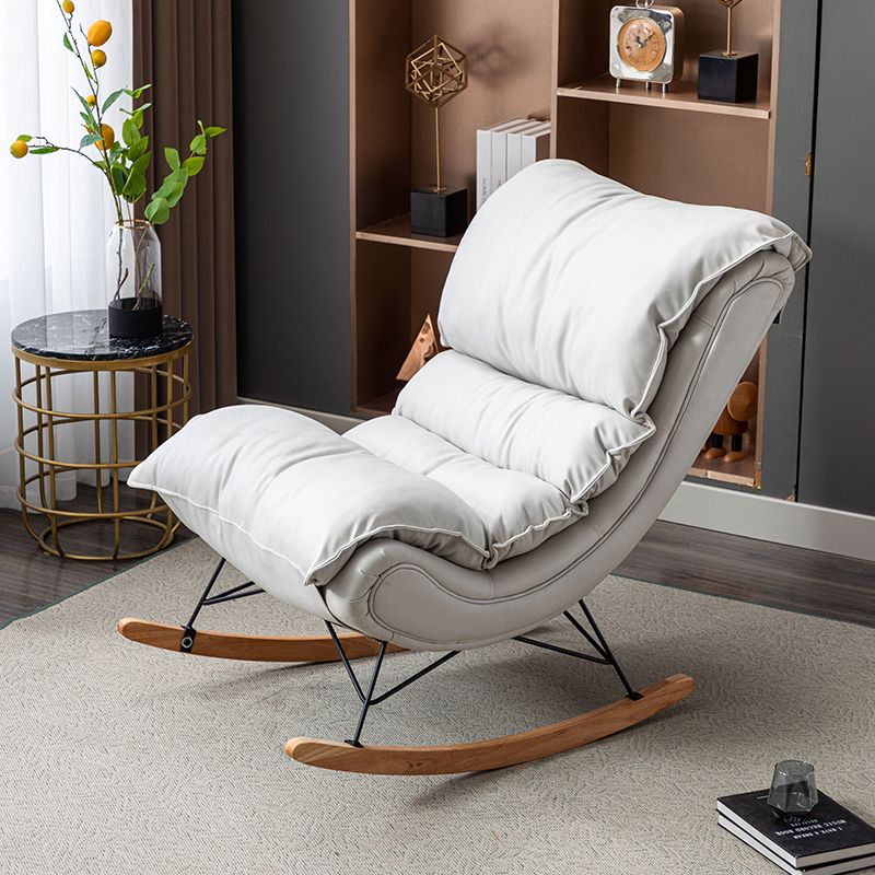Modern Rocker Upholstered Tufted Cushion Rocking Chair with Dark Leg