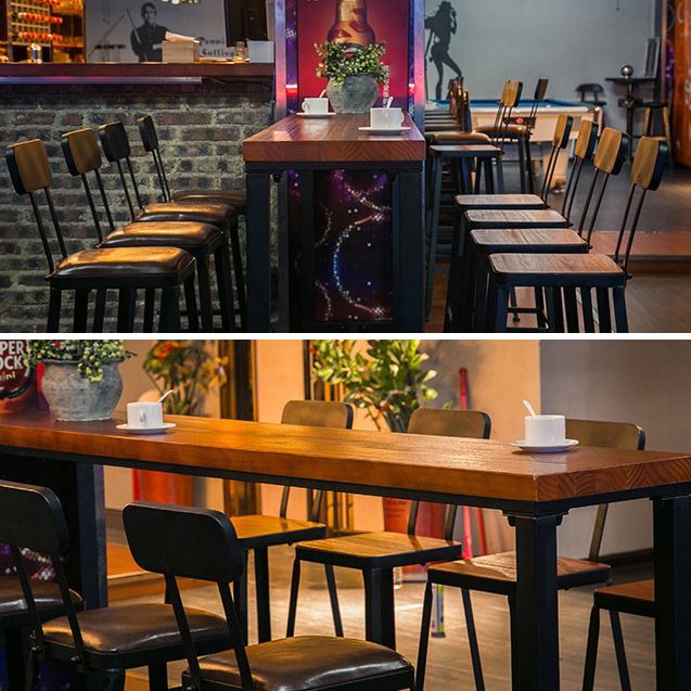 Industrial 1/9 Pieces Bar Table Set Rectangle Pine Wood Counter Table with Stools