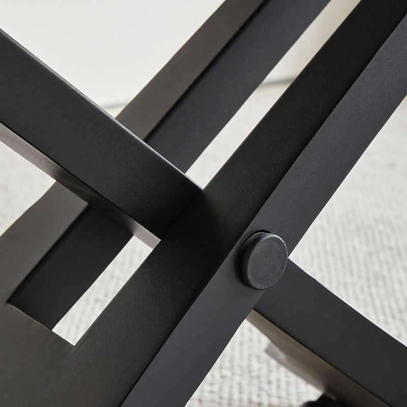 17.7"H Modern Adjustable Metal Cross Base Slate Square Coffee Table on Wheels