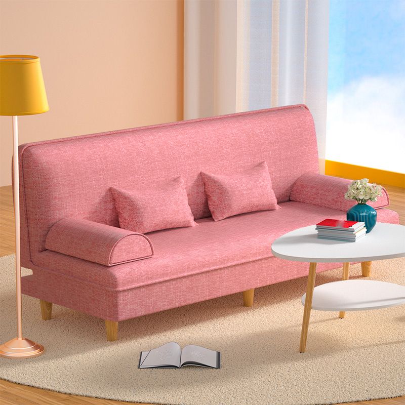 Modern Cotton-Blend/Faux Leather Convertible Sofa 33"H Armless Sofa for Living Room