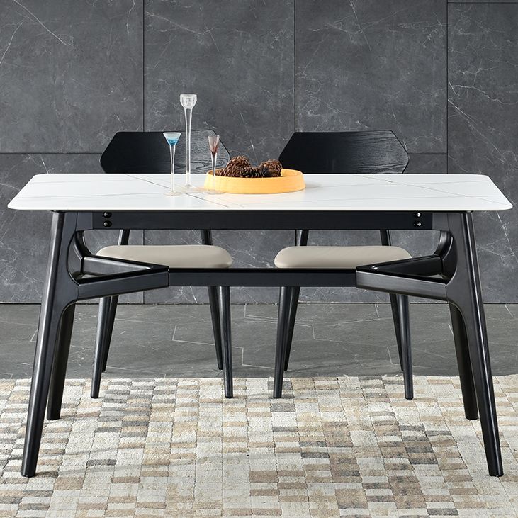 Modern 1/3/4/5/6 Pieces Dinette Set Rectangle White Stone and Wood Dining Set