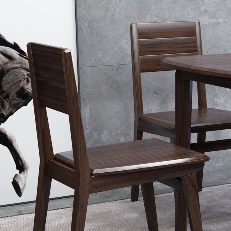 Contemporary 1/2/5/7 Pieces Furniture Rectangle Solid Wood Dining Table Set in Brown