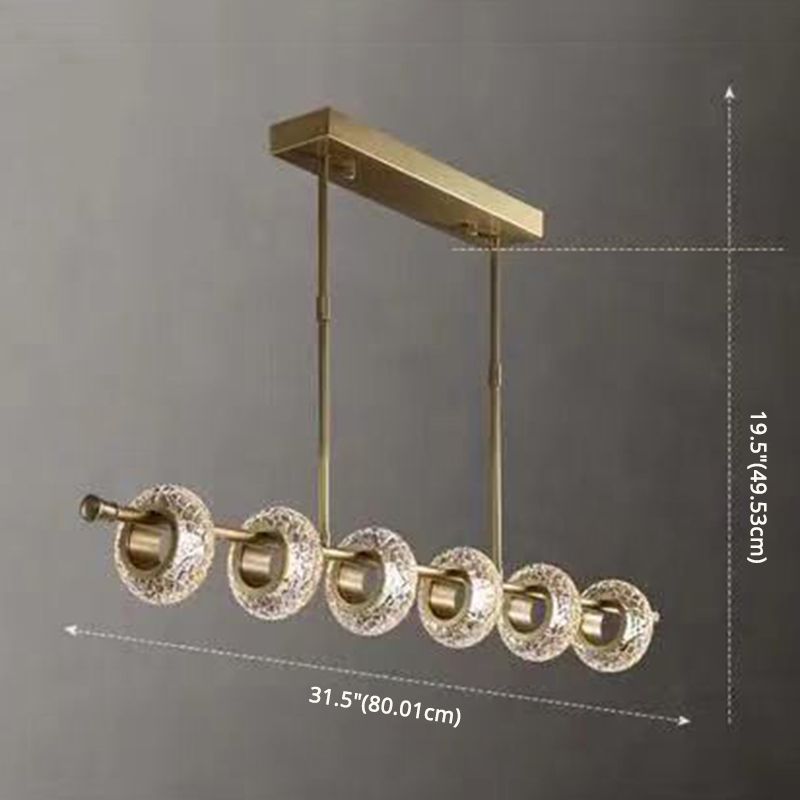 Crackled Crystal Glass Rings Pendant Lighting Postmodern Brass Finish Chandelier for Diner