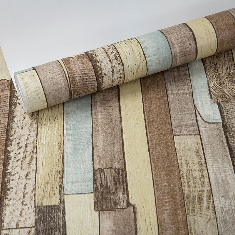 Country Shiplap Wallpaper Non-Woven Fabric Waterproof Dark Color Wall Art for Living Room